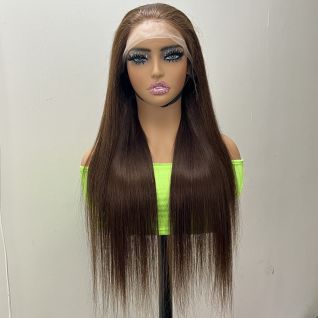 5*5 Pre-Plucked Chocolate Brown Straight Clear Transparent Lace Long & Wavy Small Cap Size