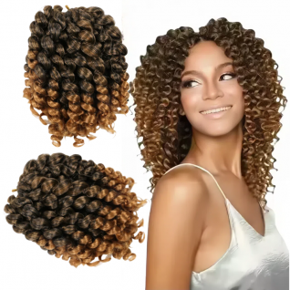 Women's Afro-Style Small Spring Twist Braid Wig Chemical Fiber Braided Short Curly Hair with Curl Wand Kinky Curly Wig