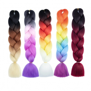 Synthetic Ombre Color Jumbo Braiding Hair Extension 24-82inch Customized logo Crochet Box Braid Bulk Pre Stretched Braiding Hair
