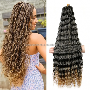  Deep Wave Crochet 22Inch 30 Inch Kinky Curl Twist Hair Synthetic Goddess Braids Hair Wavy Ombre Blonde Hair Extensi