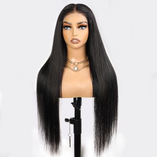 Long 30inch Black Synthetic T Part Wigs Natural Hairline Silky Straight Glueless Futura Hair Front Lace Wigs for Women Daily Use